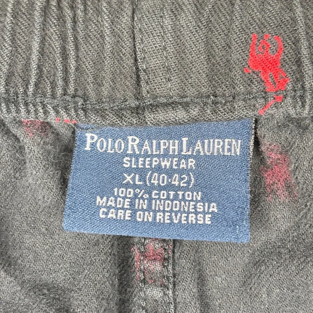 Polo‎ Ralph Lauren Pajama Pants All Over Red Pony XL Black Cotton Lounge Pants